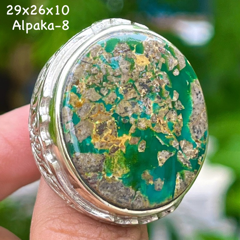 Cincin Batu Akik Natural Pirus Persia Hijau Jumbo (Asli Alam)