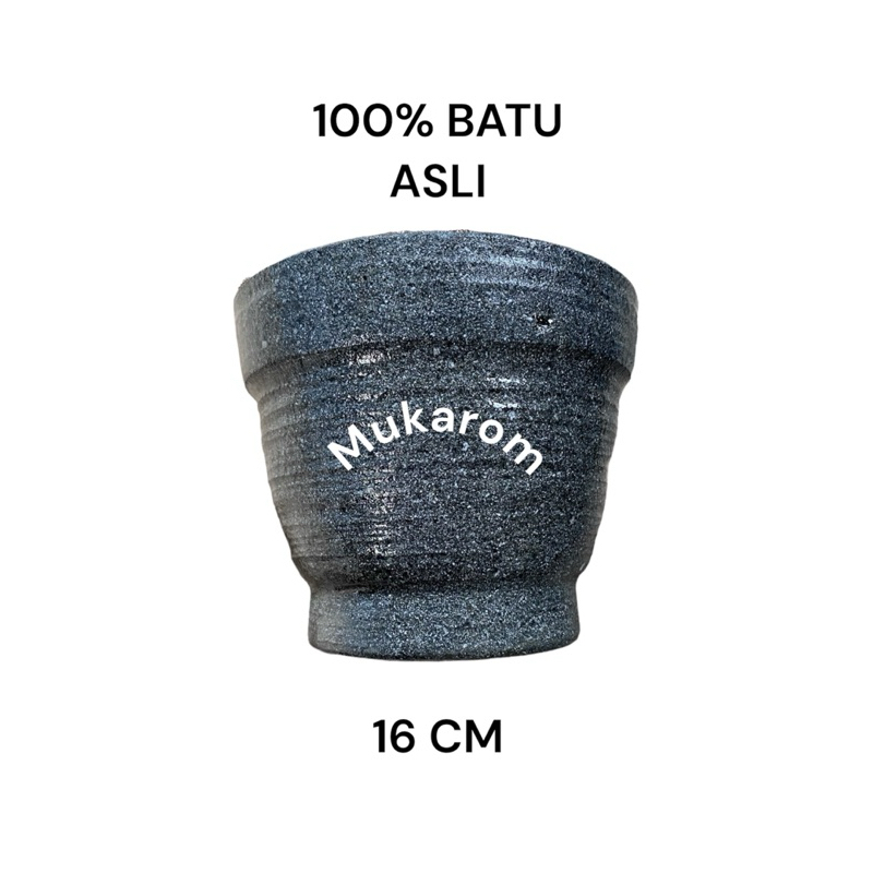 Lumpang ukuran 16 cm buatan mesin bubut dari batu gunung asli 100% bergaransi pecah free ulekan