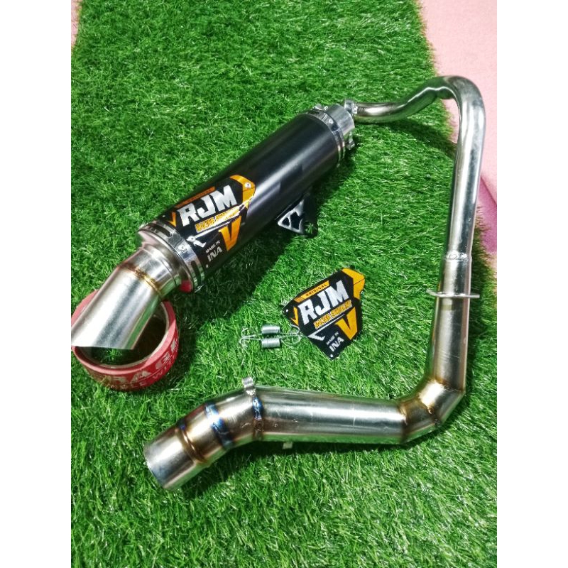 Knalpot samlong RJM racing untuk motor spin 125 skydrive skywave saringan full
