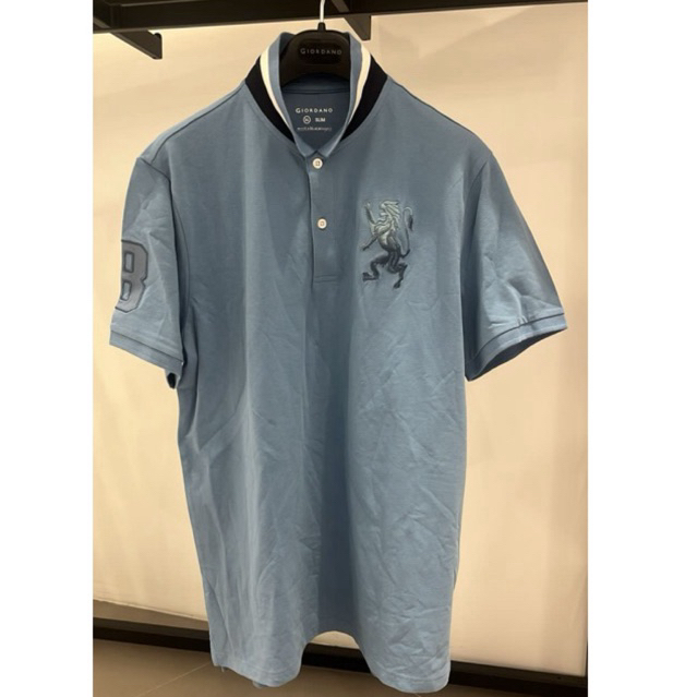 POLO SHIRT MENS GIORDANO 3D LION cORNET BLUE ORIGINAL NEW | KAOS POLO 3D LION GIORDANO ORIGINAL