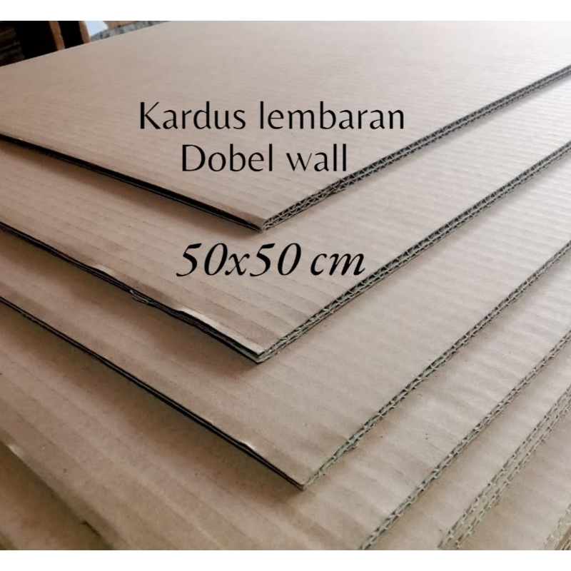 

kardus lembaran uk 50 x 50 cm dobel wall polos