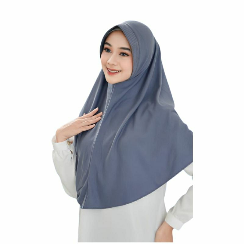 Jilbab Bergo Sekolah Warna Abu-Abu Ukuran 70x80 CM Untuk SMA & SMK Kerudung Abu-Abu