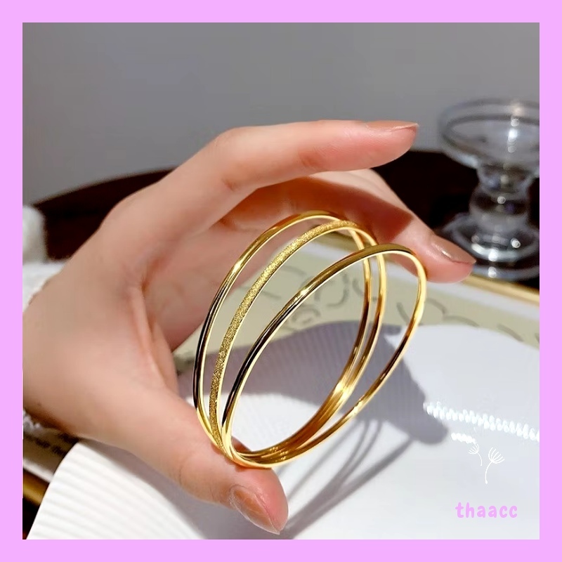 Gelang tangan titanium bangle keroncong isi 3 mix ( Gold & Silver )