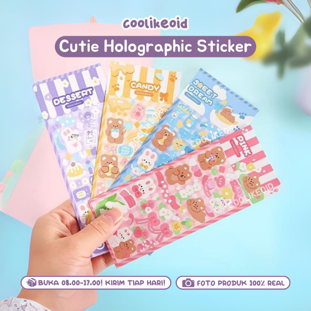 

[READY] STIKER STICKER WATERPROOF HOLOGRAM BEAR MOTIF CUTTING