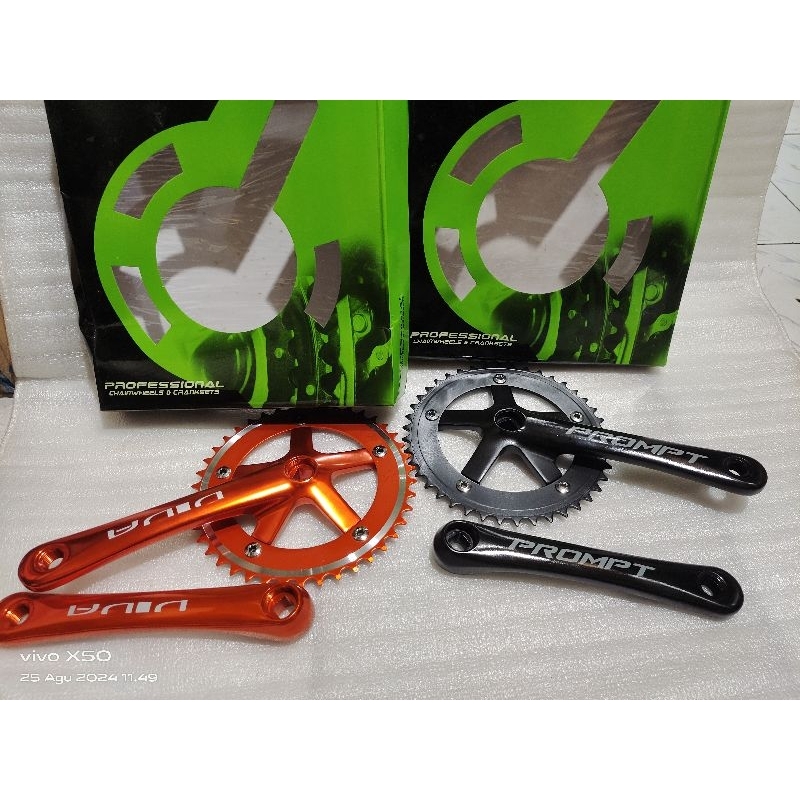 crank set fixie Aloy merk Viva 42 T BCD 130 panjang arm 170