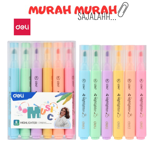 

Deli Highlighter / Penanda Isi 6 Warna Pastel CU347 / Highlighter