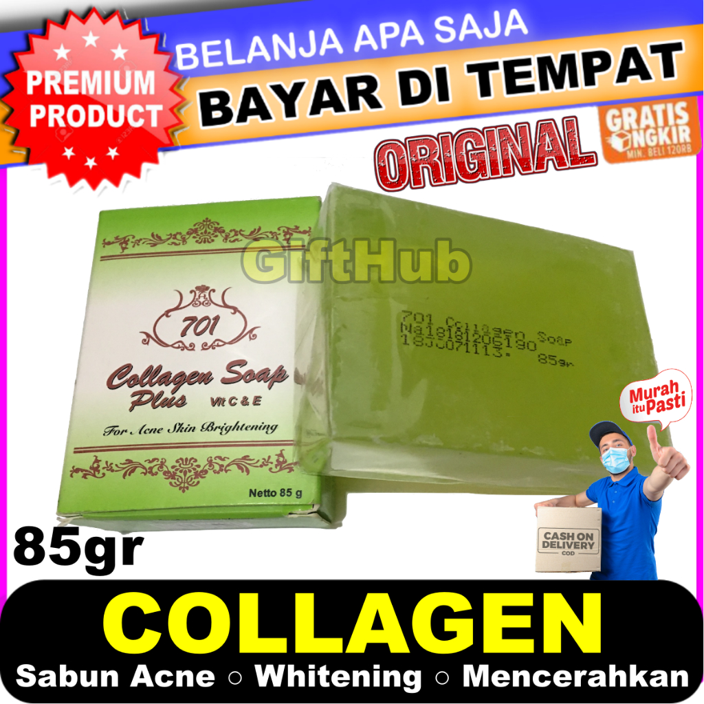 Collagen Sabun Wajah Hijau Khusus Jerawat Original Isi 85g Colagen Kolagen Whitening Mencerahkan Waj