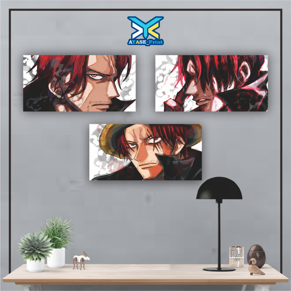 Wall Decor AKAGAMI SHANKS ONE PIECE Pajangan Poster Kayu Hiasan Dinding KamarTidurWallpaperAnime