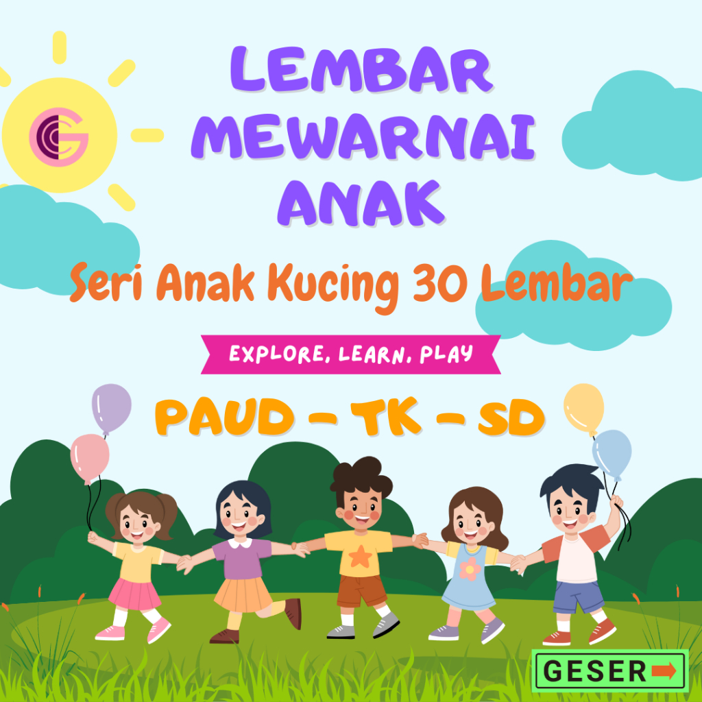 Lembar Mewarnai Anak Seri Anak Kucing - 30 Lembar - Paud TK SD