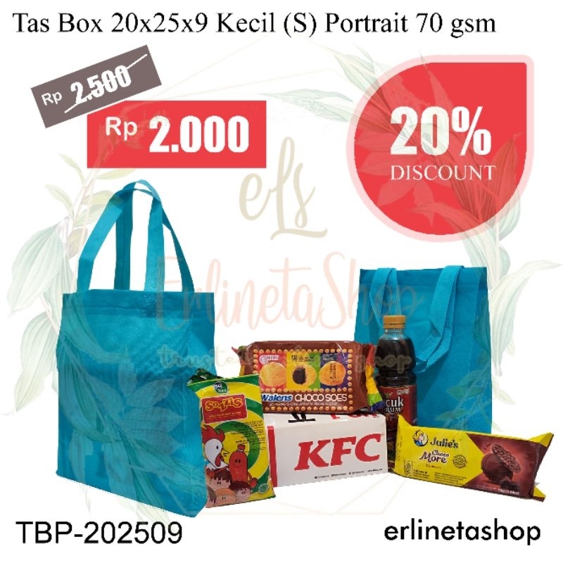 

Tas Box 20x25x9 Kecil (S) Portrait 70 gsm / Tas hampers / Tas spunbond / Tas kado / tas oleh-oleh / Tas belanja / Tas kacamata / Tas accesories / Tas butik / Tas souvenir