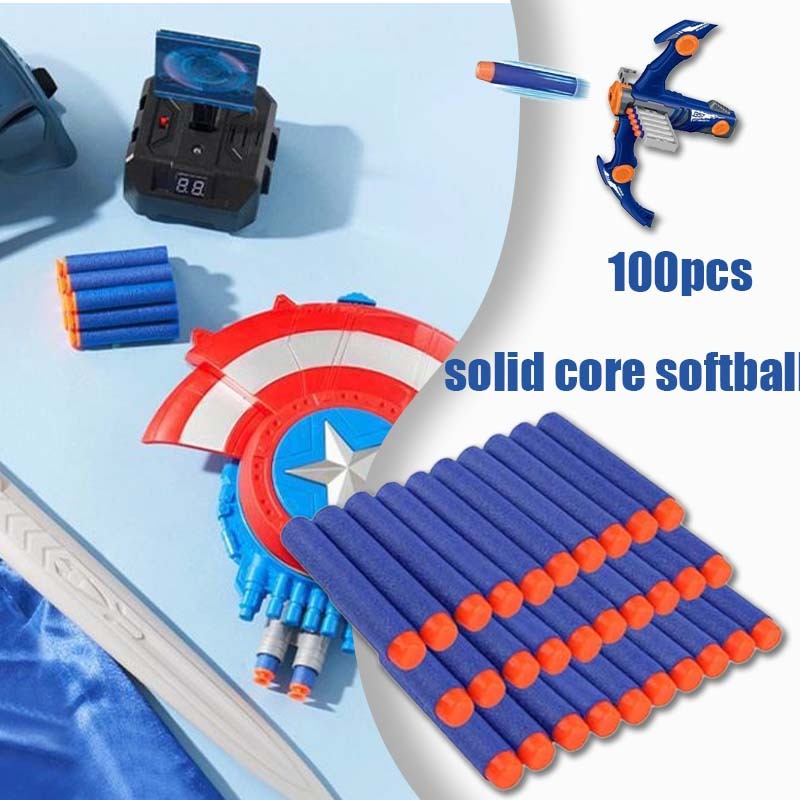 100pcs Peluru Busa Nerf Biru Nerf Bullet Tembak Peluru Busa 7.2cm Soft Bullet Peluru Nerf Nempel Utk