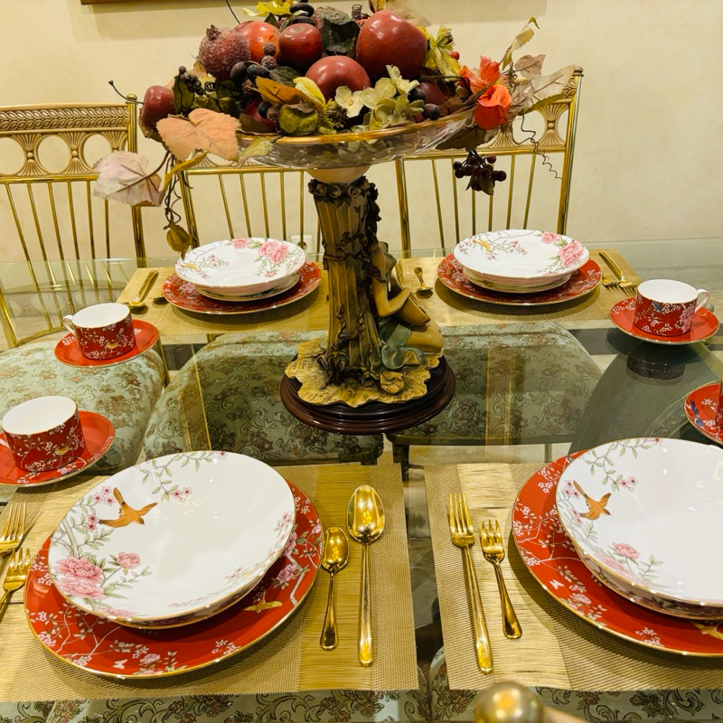 Dinner Set Narumi Queen Garden Red Mewah Cantik Piring Set