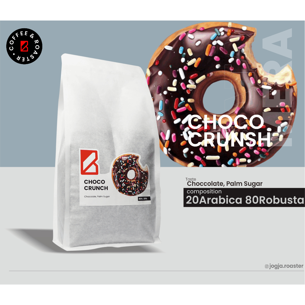 

Biji Kopi House Blend Robusta 80% Arabika 20% "Choco Cruns" 1000 gram/ 1kg | Roast Bean, Grind Bean