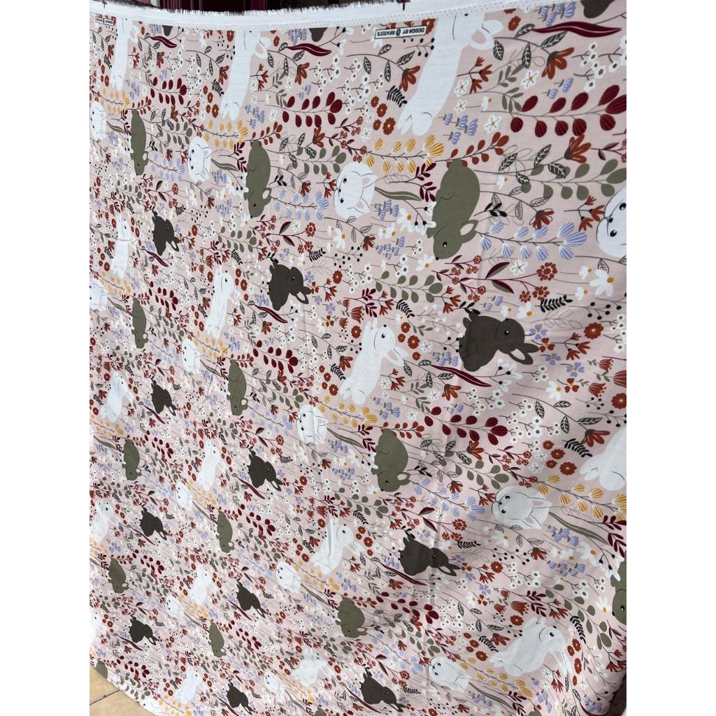 kain katun rayon viscose motif lucu kelinci dan burung hantu terbaru best seller