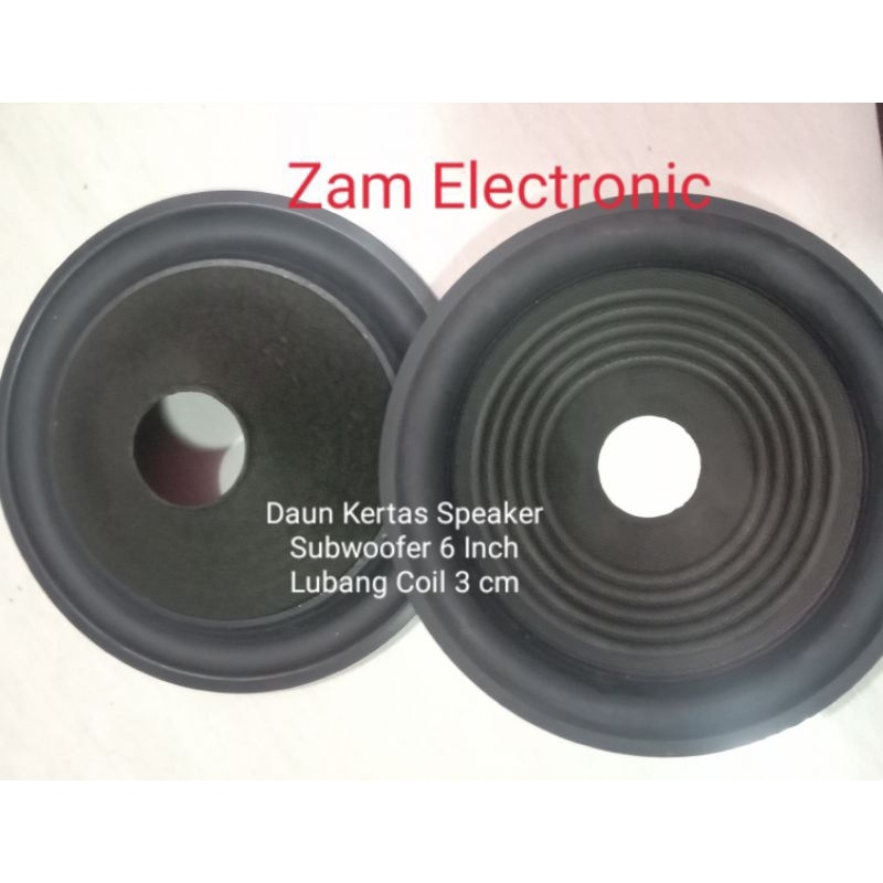 Daun Kertas Speaker Sub Woofer 6" Lubang Coil 3 cm Dapat 2 Pcs + Dus Cup