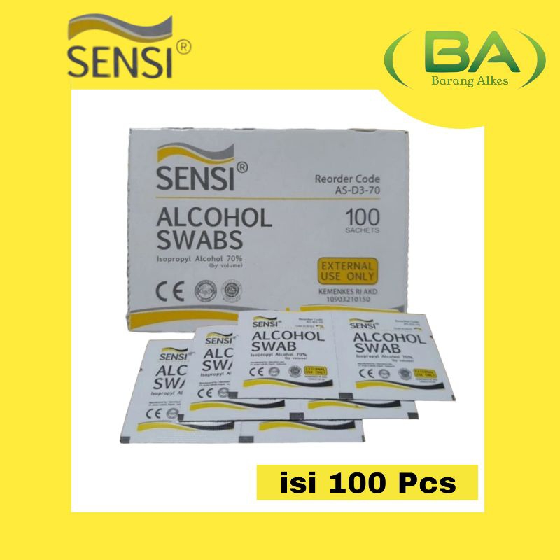 Alkohol Swab Sensi Isi 100 Lembar Tisu Alkohol Sensi