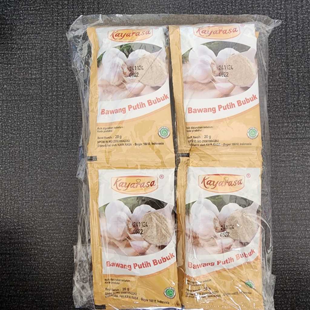 

KAYARASA bawang putih bubuk KAYARASA harga per renteng/renceng (isi 10pcs)