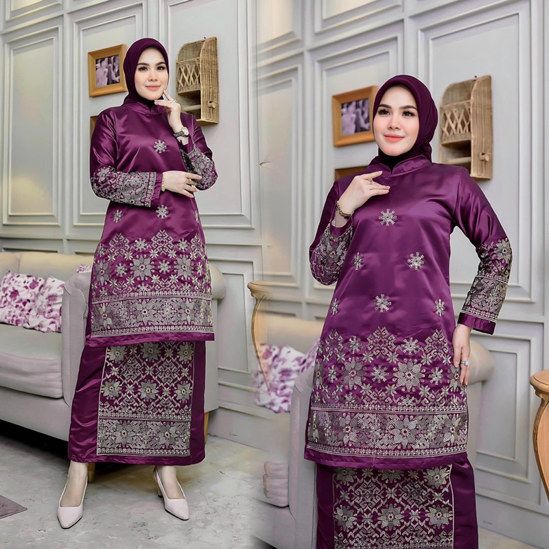 EK-New Set Baju Kurung Bordir motif kembang- Baju Kurung Modern - Kebaya Modern - Kebaya Baju Kurung