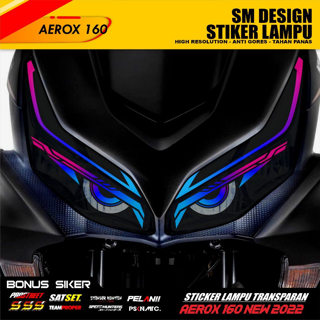 Stiker Lampu Variasi Alis Motor AEROX 160 New - Stiker Mata Lampu Aerox