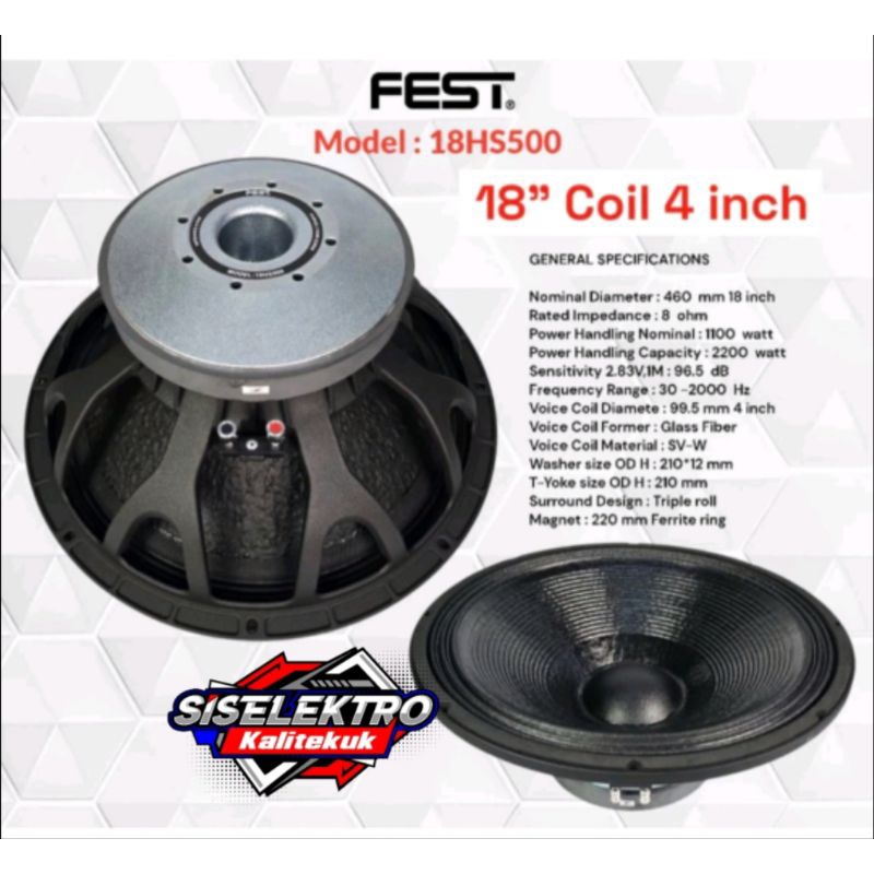 Speaker 18 Inch Fest 18hs500 Fest 18 HS500