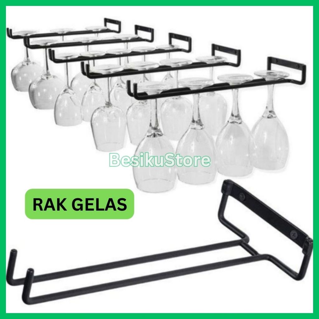 Rak Gelas Cangkir Gantung Tempel Dinding Bahan Besi