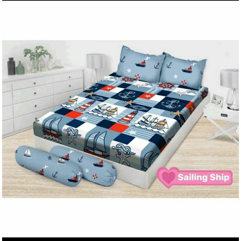 Sprei Emilia(By Bonita)180x200/160x200  tinggi 25 Motif anak/kartun favorit:Sailing ship/kapal laut/