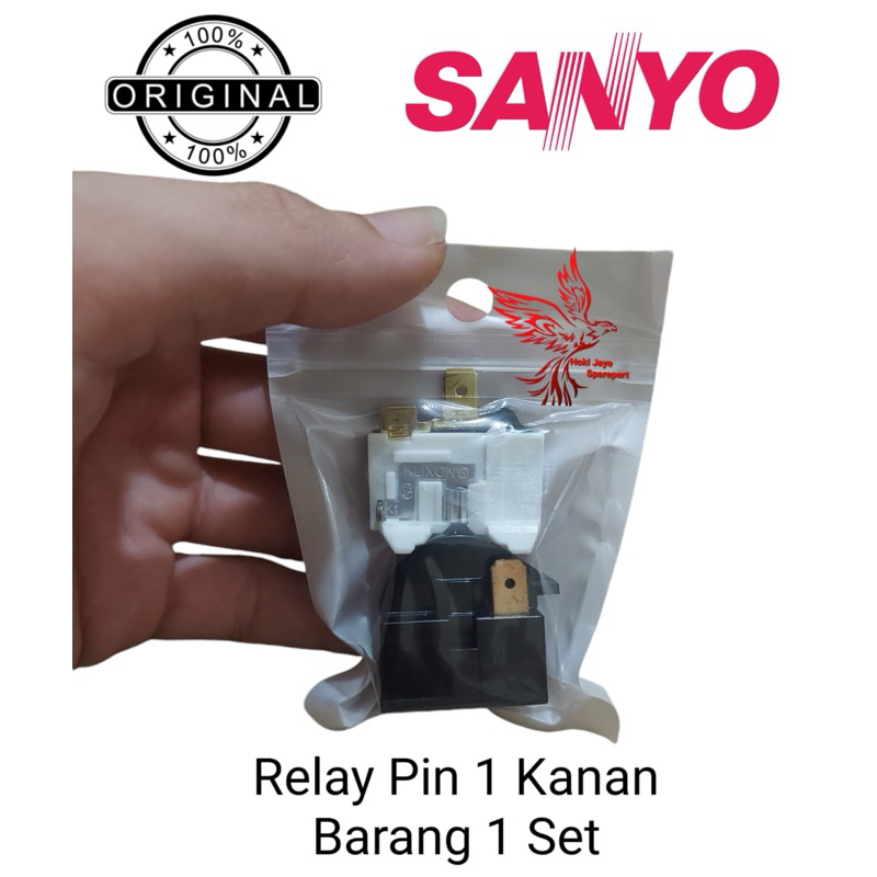 1 SET RELAY PTC KAKI 1 KANAN + OVERLOAD KULKAS SANYO ORIGINAL 2 PINTU