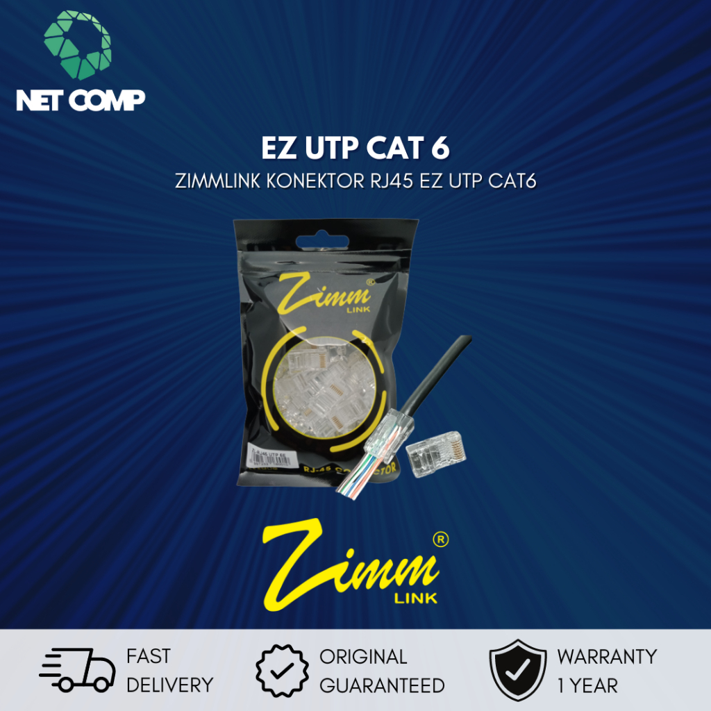 ZIMMLINK EZ UTP CAT6 KONEKTOR RJ45 UTP CAT 6 ANTI GAGAL ZIMM LINK