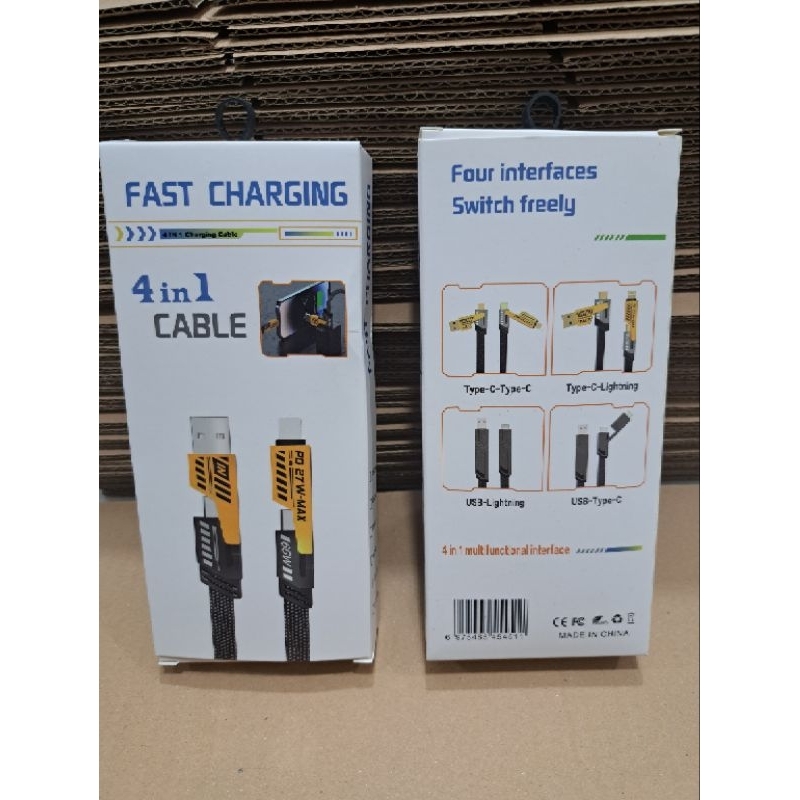 Cable data 4 in 1 fast Charging HP,Cable Charger 4 in 1 tipe C/ USB,Lighting-tipe C | Kabel data 4 i