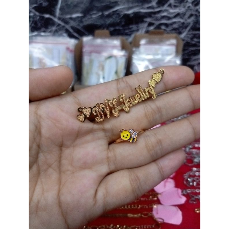 DVT cincin anak lebah kuning lapis emas 24k size 3 free surat