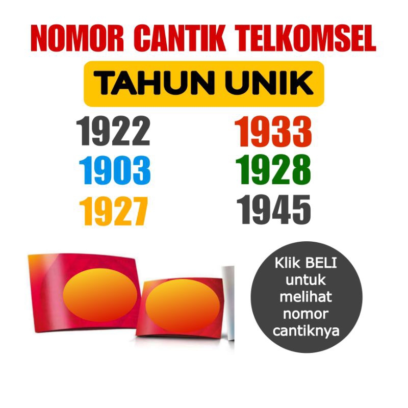 Kartu Perdana Tsel Seri Tahun Unik 1922 1933 1903 1945 Terbaik - Masa Aktif Panjang