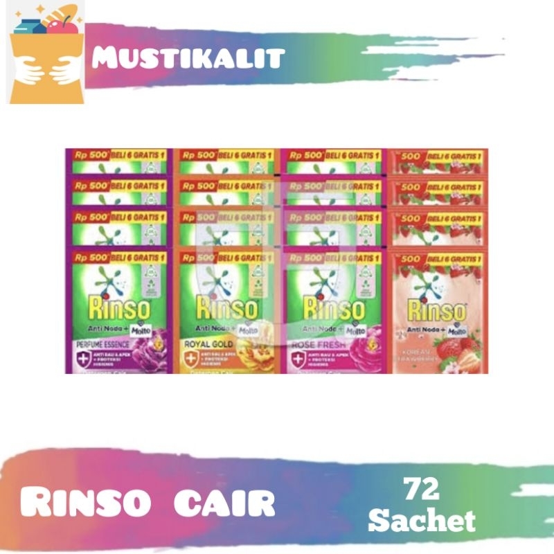 Rinso cair 500 per sachet ( 72 sachet )