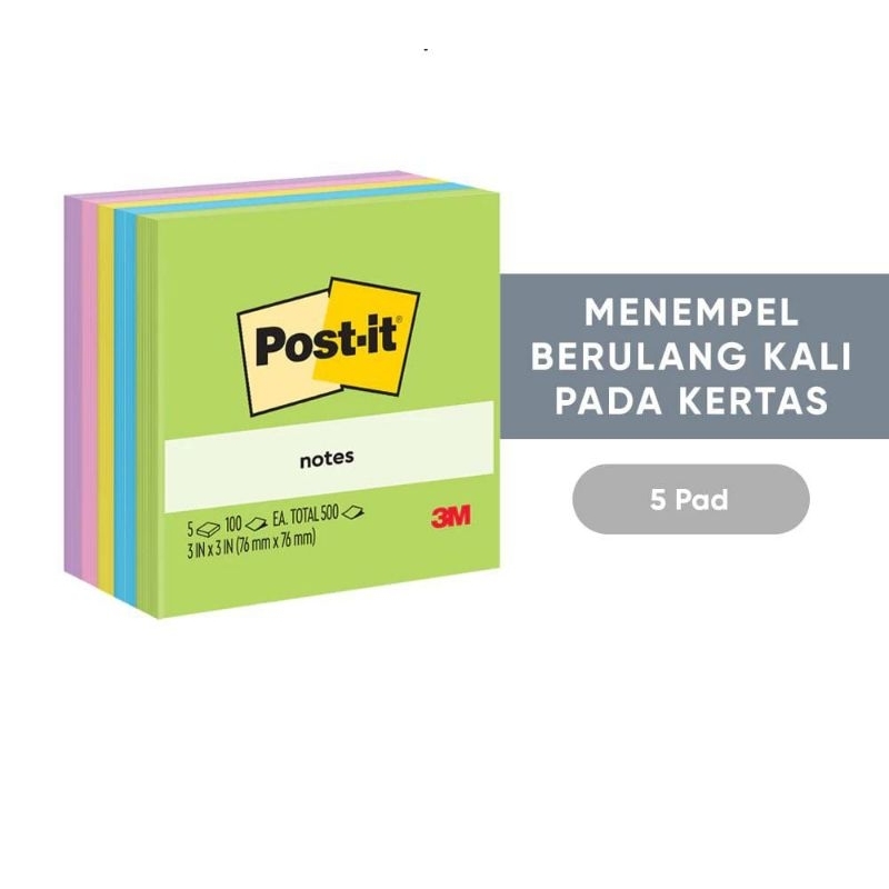 

3M POST IT 654-5AU/STICKY NOTES/KERTAS MEMO TEMPEL 5PAD