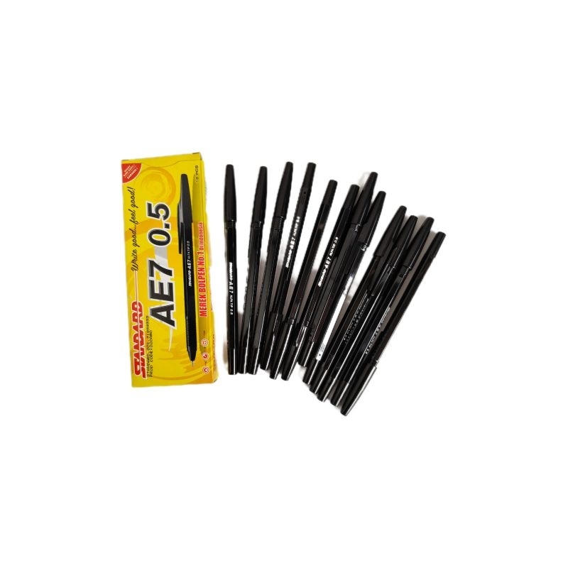 

Pulpen Standar AE7 0.5 Hitam 12 pcs (1 pak)
