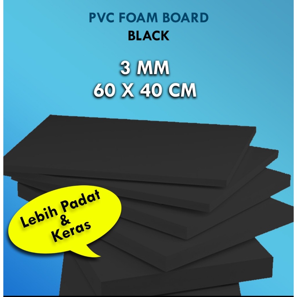 PVC FOAM BOARD BLACK 3 MM UKURAN 60 CM X 40 CM