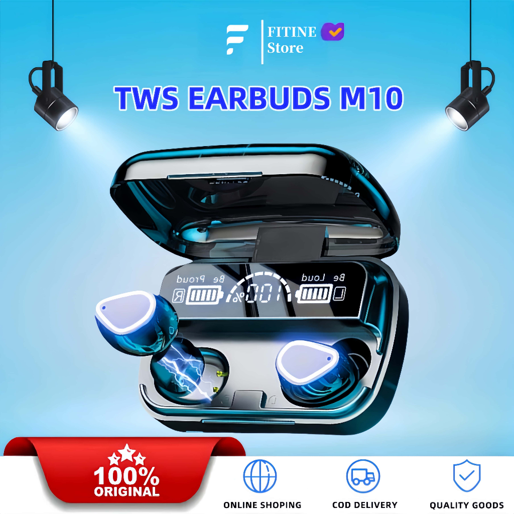 FITINE TWS-M10 Headset Bluetooth Nirkabel Bluetooth v5.3 Kinerja Tahan Air Headset Bluetooth Pintar 