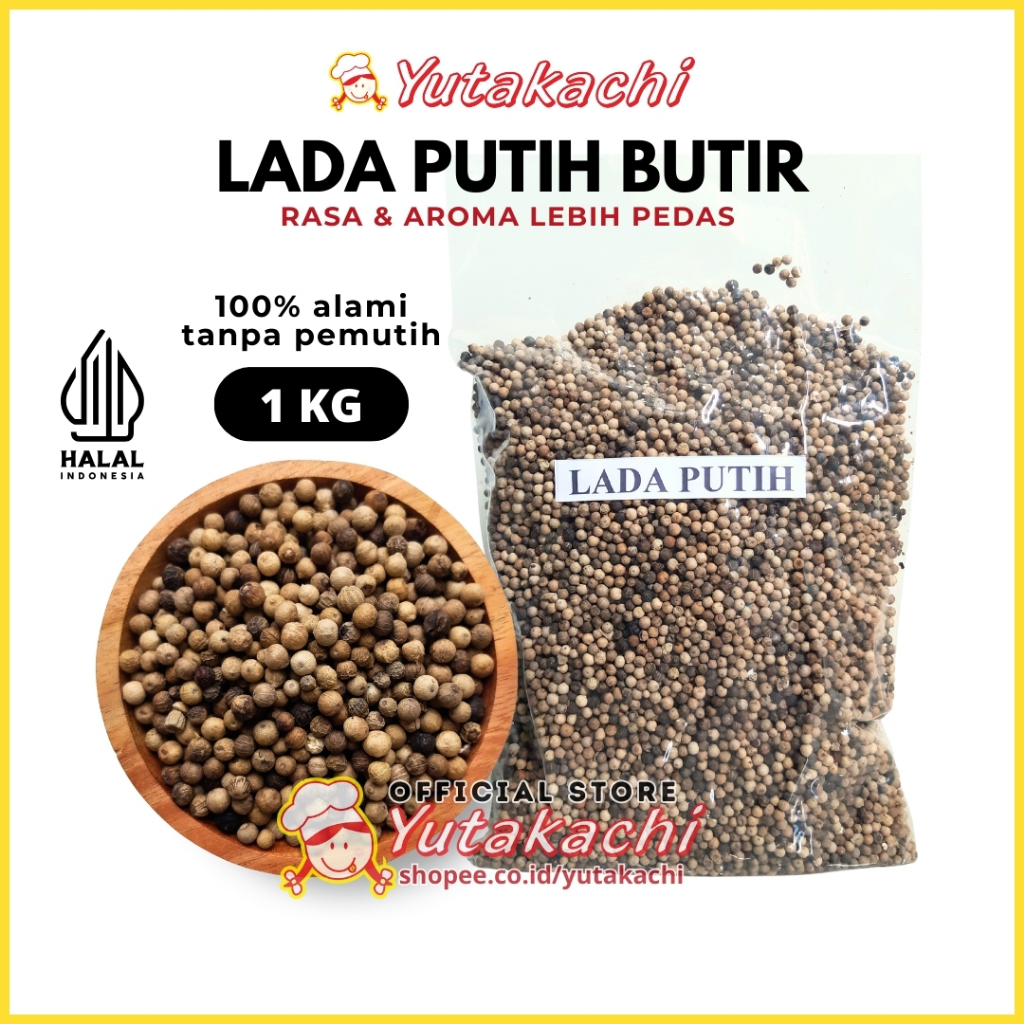 

BIJI LADA PUTIH SUPER 1KG - Yutakachi / Rasa Aroma Asli Lebih Pedas / Merica Bulat / Merica Butir