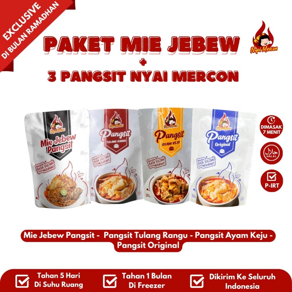 

PAKET MIE JEBEW + 3 PANGSIT NYAI MERCON