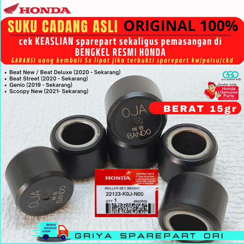 Roller Roller Beat Street Roller 15 gram OriRoller Beat Deluxe Ori AHM Roller Honda Genio Original R