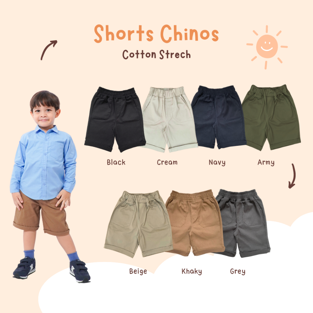 Yobebee Celana Chino Pendek Anak Laki Laki Usia 2 4 6 8 10 12 Tahun Shorts Pants Anak Cowok