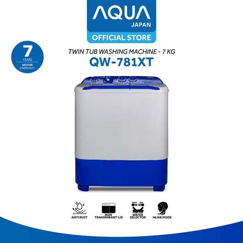 AQUA Mesin Cuci 2 Tabung 7Kg QW-781XT Hijab Series 781XT Twin Tube