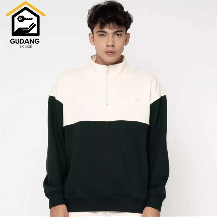 SWEATER HALF ZIP OVERSIZE S-6XL.SWEATER HALF ZIP CREAM