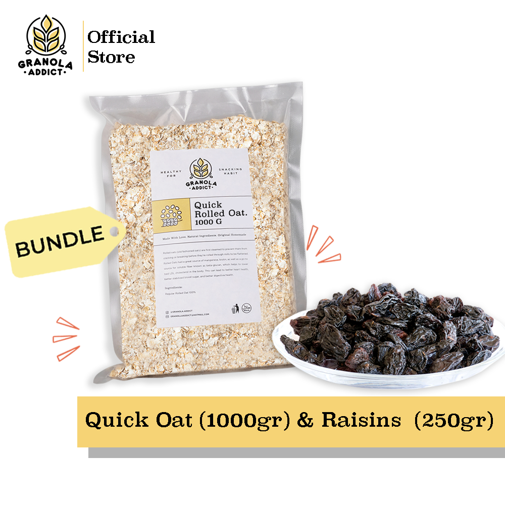 

Granola Addict - Paket Quick Rolled Oat 1KG + Dried Seedless Raisin 250G