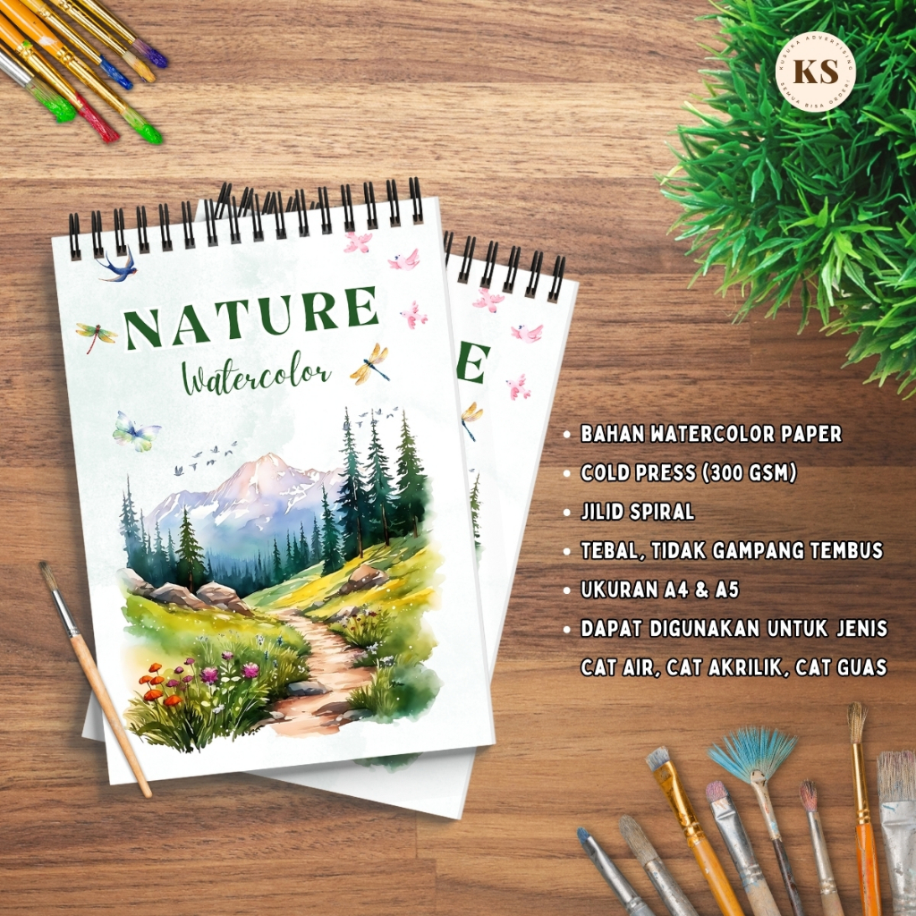 

WATERCOLOR BOOK TEMA NATURE COLD PRESS 300GSM Buku Sketsa Mewarnai Aesthetic Dewasa Remaja Ukuran A4 A5