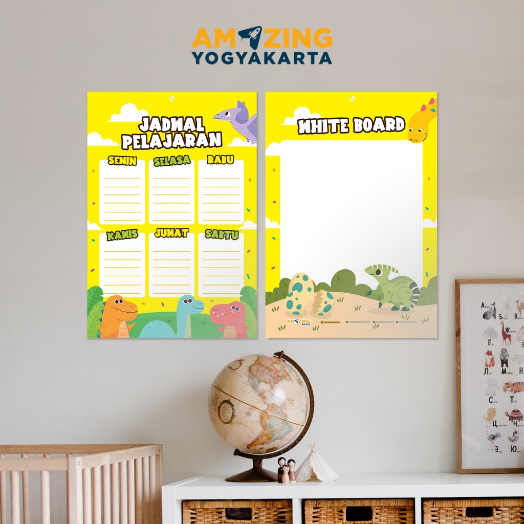 Poster Jadwal Pelajaran White Board - Dino