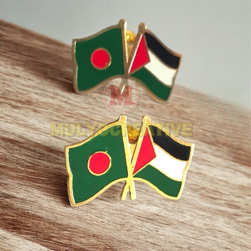 Flag Pin Bangladesh Palestina - Pin Bendera Palestina Bangladesh Persahabatan
