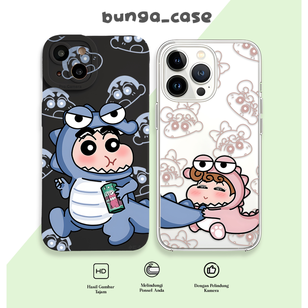 Case Hp Silikon Lentur Couple Sinchan Dino For Sam Op Vi Ip Real XM Mobile Phone Casing