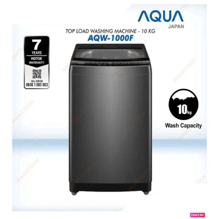 AQUA Mesin Cuci 1 Tabung 10Kg Top Loading Otomatis AQW-1000F BERGARANSI RESMI