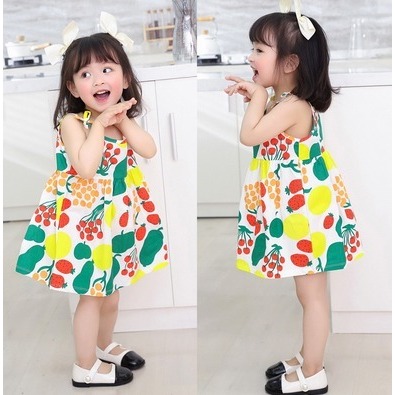 TERMURAH DRESS ANAK PEREMPUAN RUFFLE MODEL TALI KECIL COD