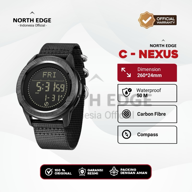 North Edge C-NEXUS Outdoor Adventure Watch with Carbon Fiber Case Dwjl
